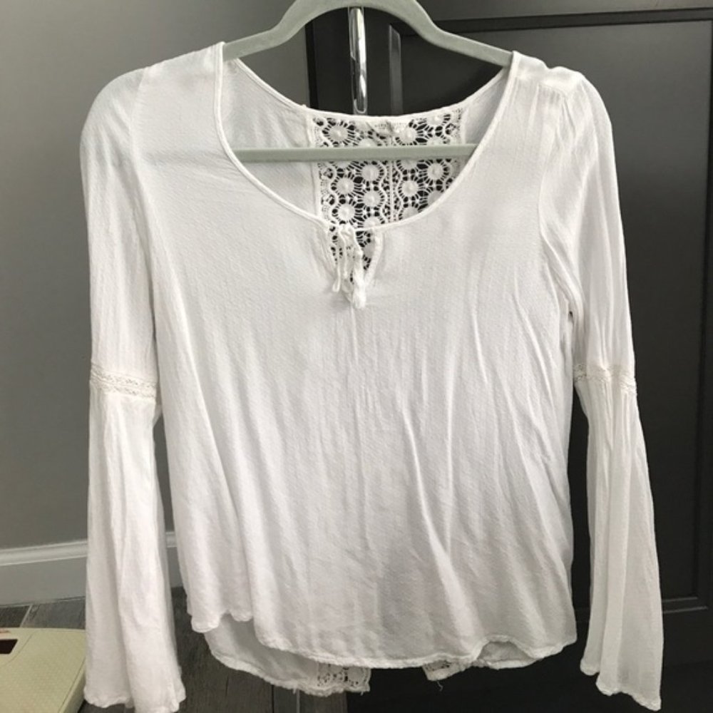 White Lace Peasant Top